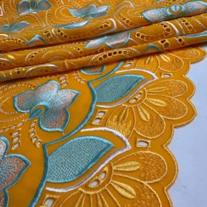 Mustard Floral Paisley Broderie Fabric – 20107.2