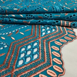 Teal Leaf Broderie Fabric – 20118.1